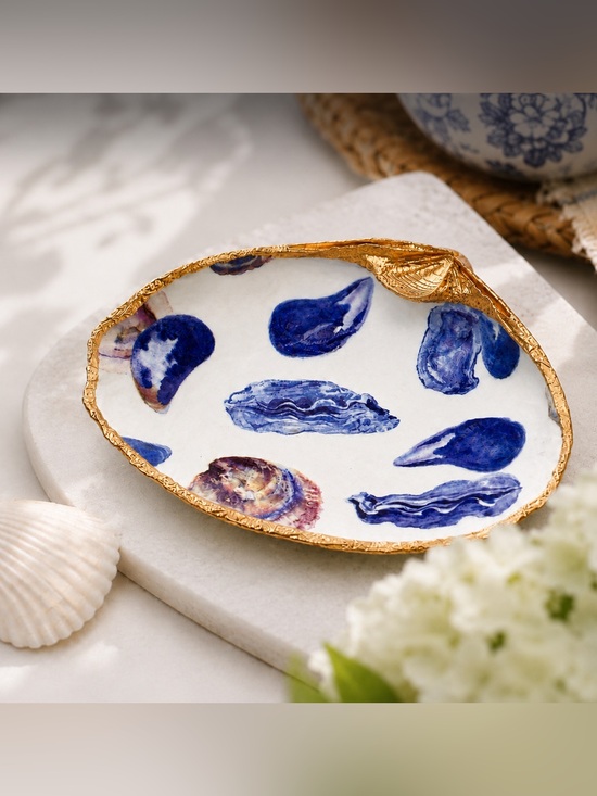 Alcove Crafts & Gifts Other - Handcrafted Clam Shell Dish | Decoupage Seashell | Coastal Home Decor